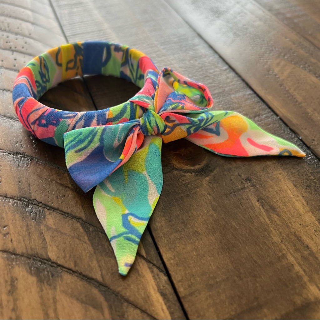 Lilly Pulitzer Surf Gypsea Swim Bennet Blue Wrapped Bangle Bracelet